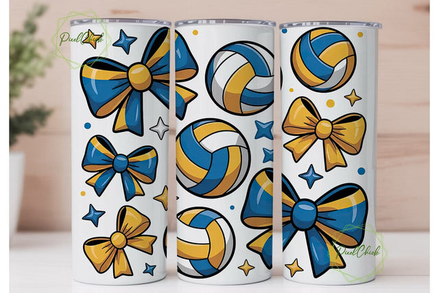 Volleyball Bows 20oz Tumbler Wrap Sublimation PixelChick 