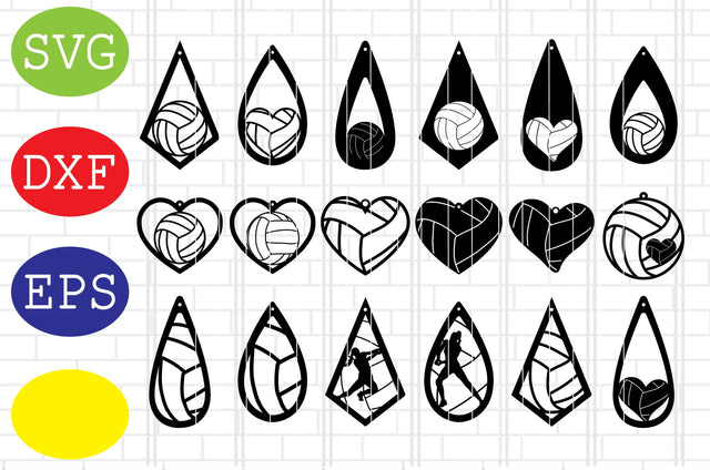 Volleyball Earring Svg, Jpg, Eps, Dxf Files SVG DigitalSvgFiles 