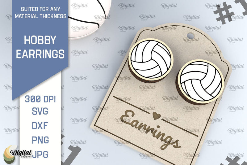 Volleyball Earrings Laser Cut Design. Hobby Earrings SVG SVG Evgenyia Guschina 