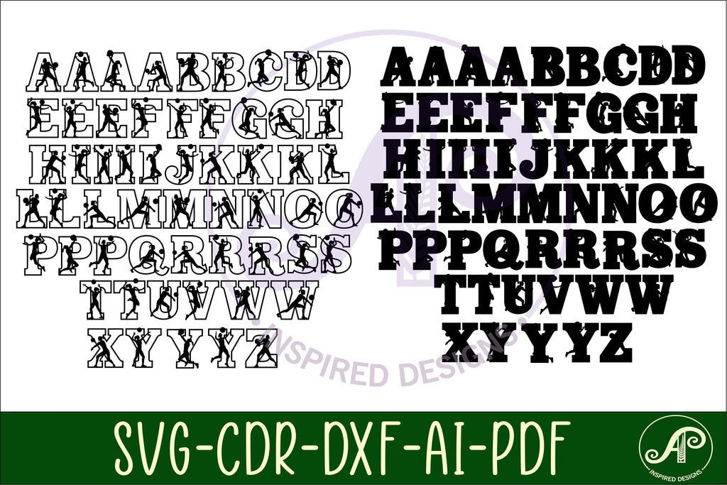 Volleyball female player letters alphabet set x 57 - So Fontsy