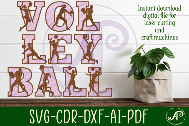 Volleyball female player letters alphabet set x 57 SVG APInspireddesigns 