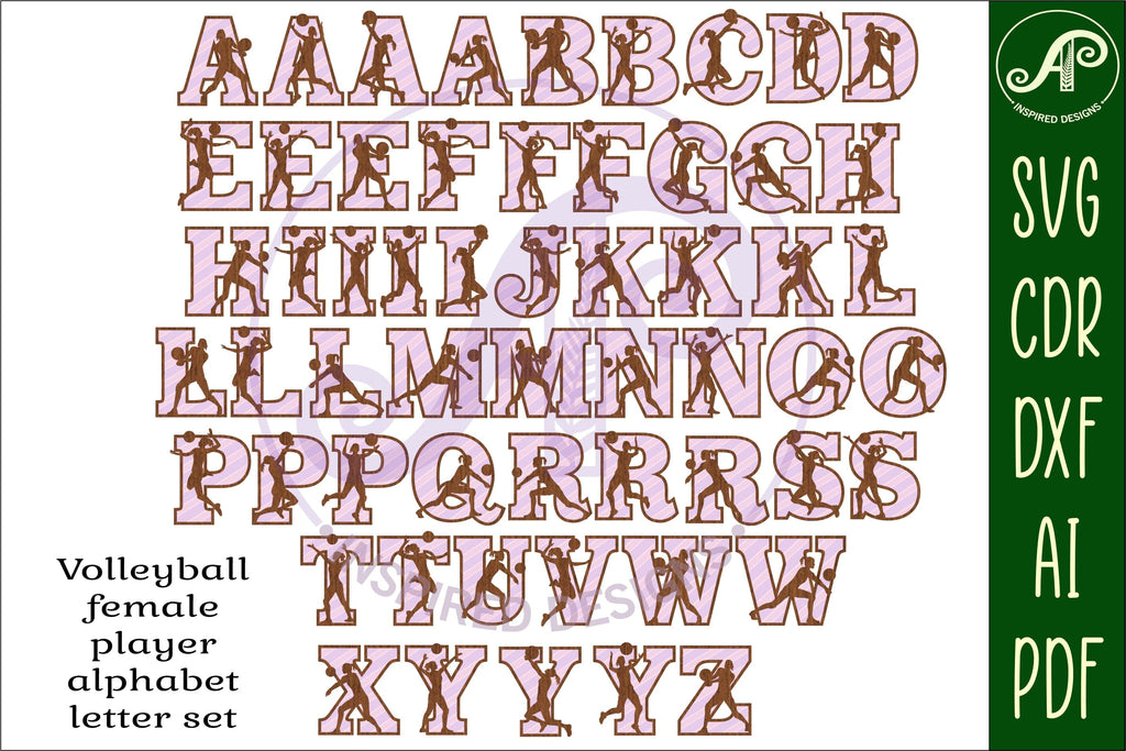 Volleyball female player letters alphabet set x 57 - So Fontsy