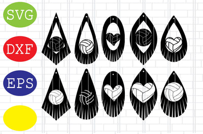 Volleyball Fringe Earrings Svg, Jpg, Eps, Dxf Files SVG DigitalSvgFiles 