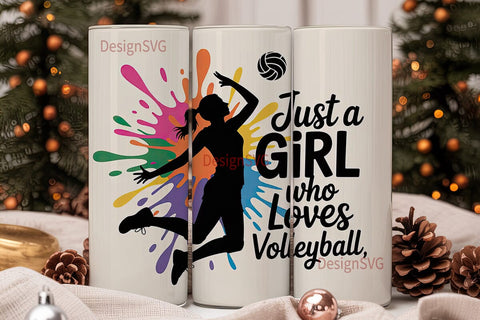 Volleyball Girl 20oz Tumbler Wrap Sublimation DesignSVG 