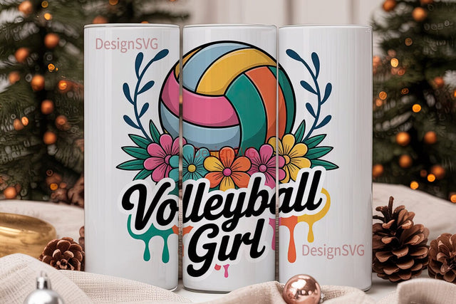 Volleyball Girl 20oz Tumbler Wrap Sublimation DesignSVG 