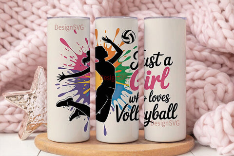 Volleyball Girl 20oz Tumbler Wrap Sublimation DesignSVG 
