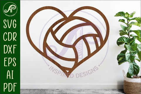 Volleyball heart laser cut wall sign SVG APInspireddesigns 