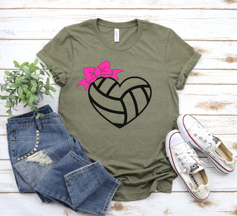 Volleyball Heart svg, Volleyball png, Volleyball Team Shirt svg, Volleyball Bow png, Instant Download, Volleyball PNG, Cut Files Cricut SVG Sassy Vector Girl 