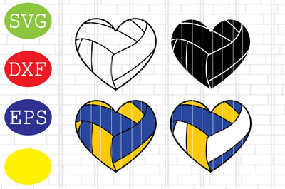 Volleyball Heart Svg, Volleyball Svg, Volleyball Cut Files, Game Day Svg, Jpg, Eps, Dxf Files SVG DigitalSvgFiles 