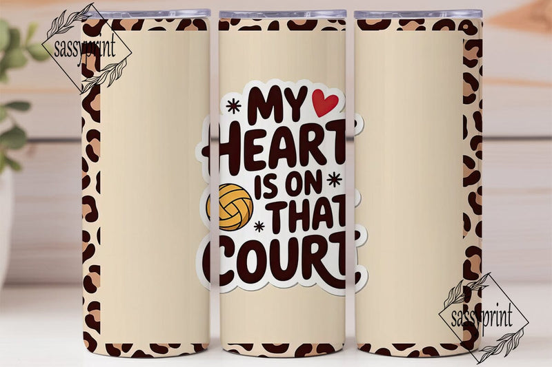 Volleyball Leopard Heart 20oz Tumbler Sublimation sassyprint 