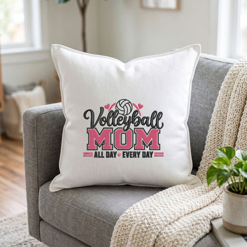 Volleyball Mom All Day Every Day Embroidery Design – Pink Varsity Sports Mom Machine Embroidery File Embroidery/Applique DESIGNS PatternFeed8 