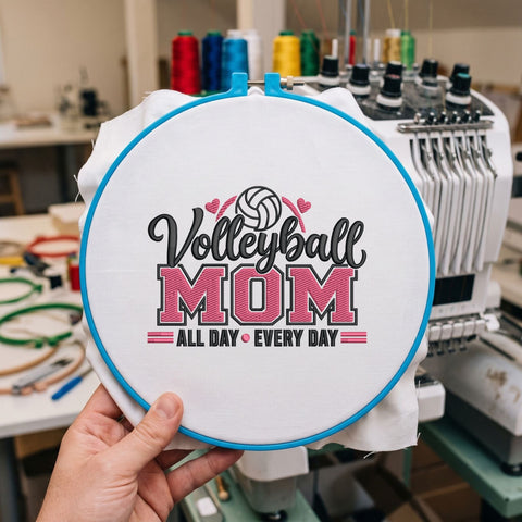 Volleyball Mom All Day Every Day Embroidery Design – Pink Varsity Sports Mom Machine Embroidery File Embroidery/Applique DESIGNS PatternFeed8 