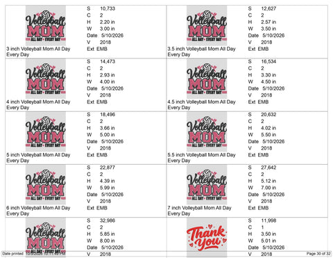 Volleyball Mom All Day Every Day Embroidery Design – Pink Varsity Sports Mom Machine Embroidery File Embroidery/Applique DESIGNS PatternFeed8 