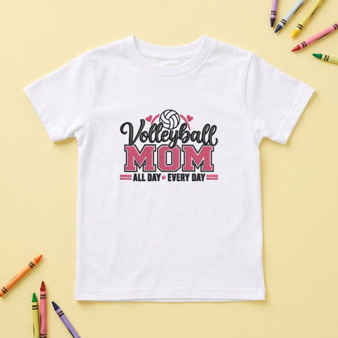 Volleyball Mom All Day Every Day Embroidery Design – Pink Varsity Sports Mom Machine Embroidery File Embroidery/Applique DESIGNS PatternFeed8 