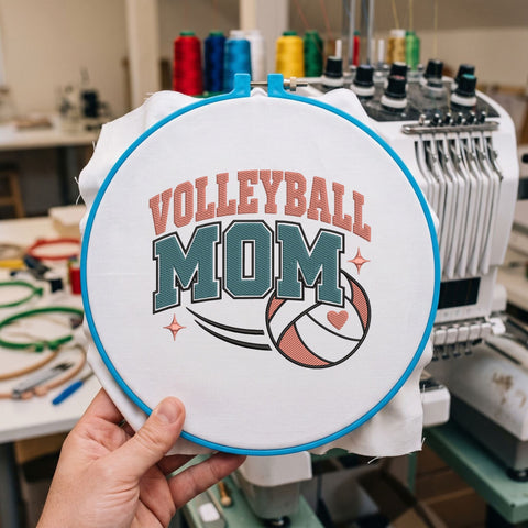 Volleyball Mom Embroidery Design – Retro Varsity Sports Mom Volleyball Heart Machine Embroidery File Embroidery/Applique DESIGNS PatternFeed8 