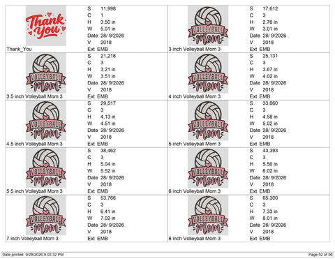 Volleyball Mom Embroidery Design – Volleyball Heart Banner Machine Embroidery File, Sports Mom Game Day Embroidery Design Embroidery/Applique DESIGNS PatternFeed8 
