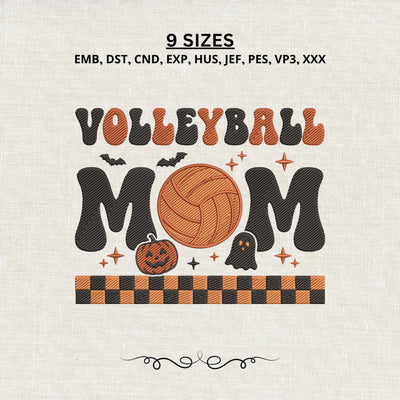 Volleyball Mom Halloween Embroidery Design – Spooky Volleyball Mom Machine Embroidery File, Pumpkin Ghost Sports Mom Design Embroidery/Applique DESIGNS PatternFeed8 