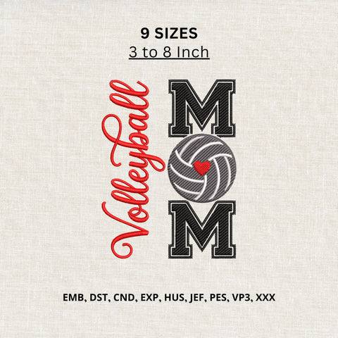 Volleyball Mom Machine Embroidery Design – Volleyball Mama Sports Mom Embroidery File Embroidery/Applique DESIGNS PatternFeed8 