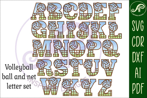 Volleyball net and ball letters alphabet set x 26 SVG APInspireddesigns 