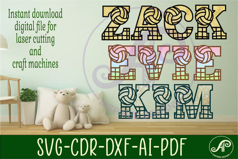 Volleyball net and ball letters alphabet set x 26 SVG APInspireddesigns 