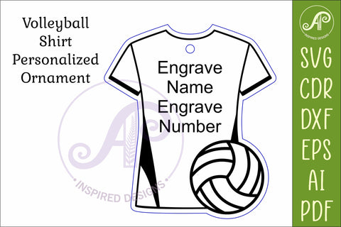 Volleyball shirt Christmas Ornament SVG laser cut SVG APInspireddesigns 