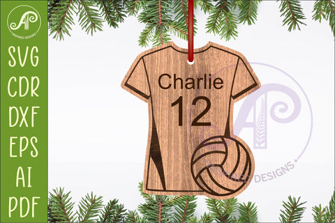 Volleyball shirt Christmas Ornament SVG laser cut SVG APInspireddesigns 