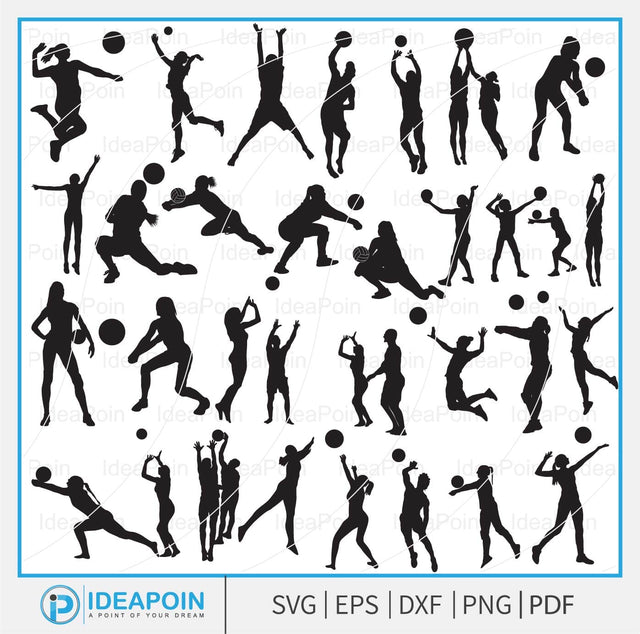 Volleyball svg, Volleyball Silhouettes SVG, Volleyball Svg Bundle, Volleyball Player Silhouettes, Volleyball Player SVG, Volleyball Player SVG Dinvect 