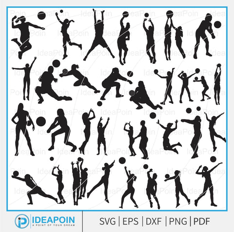 Volleyball svg, Volleyball Silhouettes SVG, Volleyball Svg Bundle, Volleyball Player Silhouettes, Volleyball Player SVG, Volleyball Player SVG Dinvect 