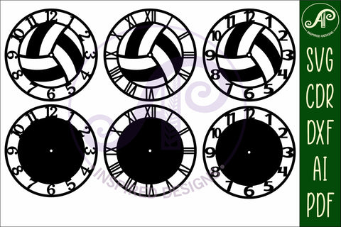 Volleyball wall clock laser cut files, SVG file. vector SVG APInspireddesigns 