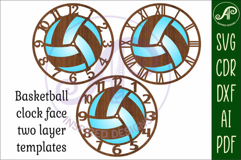 Volleyball wall clock laser cut files, SVG file. vector SVG APInspireddesigns 