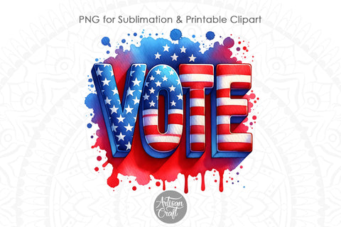 Vote PNG, USA election, patriotic design Sublimation Artisan Craft SVG 