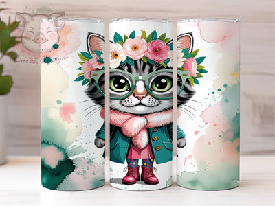 Wacky Cat Watercolor 20oz Tumbler, Wacky Cat, Watercolor Art, Funny Design, Whimsical Charm, Animal Motif, Skinny Tumbler, Sublimation PNG Sublimation Lara' s Designs 