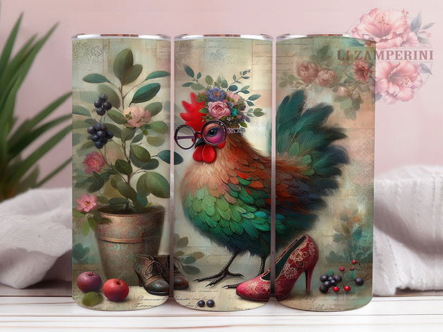 Wacky Funny Chicken Tumbler, Wacky Chicken Tumbler, Funny Chicken 20oz Wrap, Sublimation Design, Farm Animal Gift, Crazy Chicken Wrap, Quirky Poultry Tumbler Sublimation Li Zamperini 