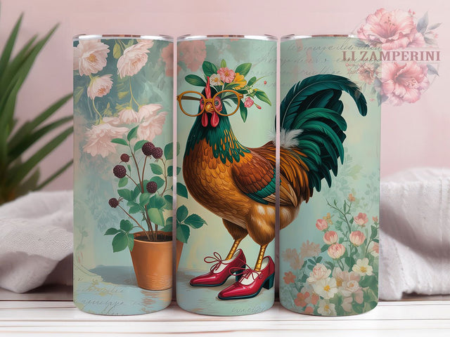 Wacky Funny Chicken Tumbler, Wacky Chicken Tumbler, Funny Chicken 20oz Wrap, Sublimation Design, Farm Animal Gift, Crazy Chicken Wrap, Quirky Poultry Tumbler Sublimation Li Zamperini 