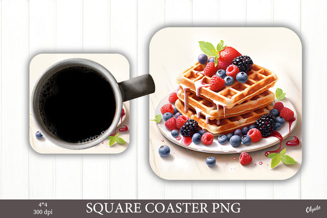 Waffle Coaster PNG. Kitchen Sublimation PNG Sublimation Olga Terlyanskaya 