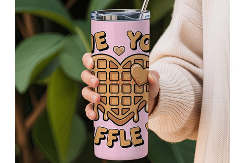 Waffle Love 20oz Tumbler Wrap Sublimation DesignSVG 