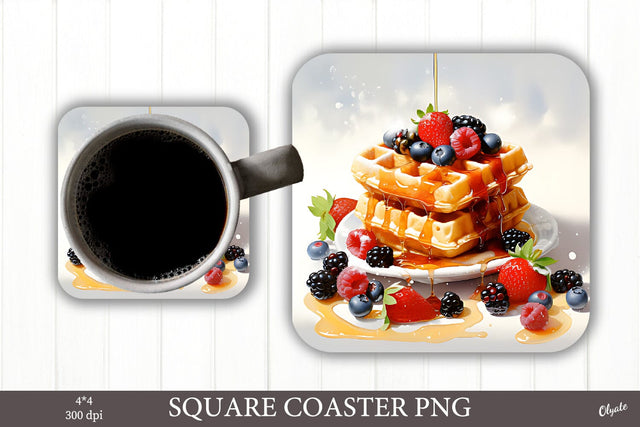 Waffle Sublimation PNG. Square Coaster PNG Sublimation Olga Terlyanskaya 