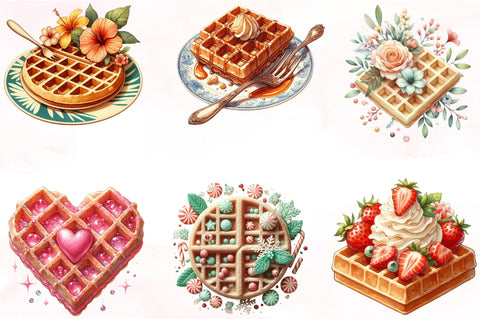 Waffle Watercolor Clipart Sublimation SVGista 