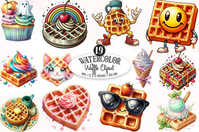 Waffle Watercolor Clipart Sublimation SVGista 
