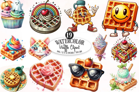 Waffle Watercolor Clipart Sublimation SVGista 