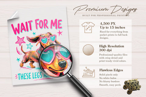 Wait for Me png, Funny Dachshund Dog Design DTF Sublimation The Vintage Signs Shop 