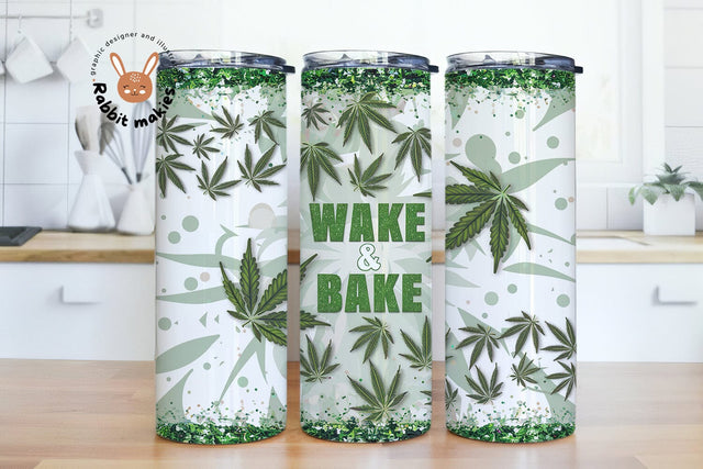 Wake and Bake Tumbler Wrap 20oz Skinny Weed Tumbler Wrap Funny Marijuana Sublimation Straight Designs PNG File Digital Download Template Sublimation Rabbitmakies 