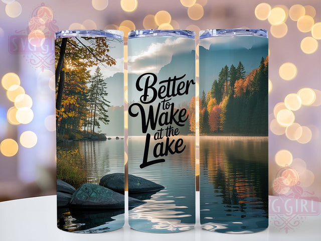 Wake At The Lake 20oz Tumbler, Wake At The Lake, Lake Life, Tumbler Wrap, Sublimation Design, 20oz Tumbler, Morning Vibes, PNG Wrap Sublimation SvggirlplusArt 