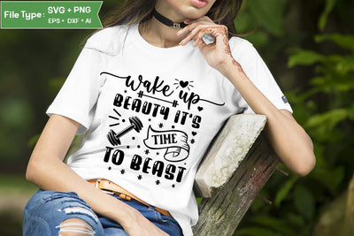 Wake Up Beauty It's Time To Beast SVG Design,Workout SVG Design, Fitness SVG Design, Gym SVG Design SVGs,Quotes and Sayings,Food & Drink,On Sale, Print & Cut SVG DesignPlante 503 
