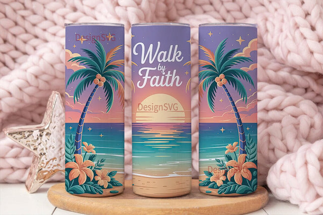 Walk by Faith 20oz Tumbler Wrap Sublimation DesignSVG 