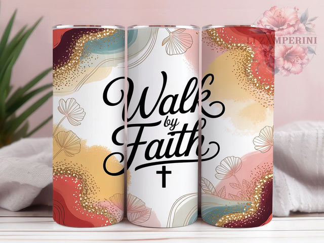Walk By Faith Christian Tumbler, Bible Verse Design, Faith Tumbler, Christian Inspiration, Scripture Art, 20oz Tumbler, Sublimation Design Sublimation Li Zamperini 