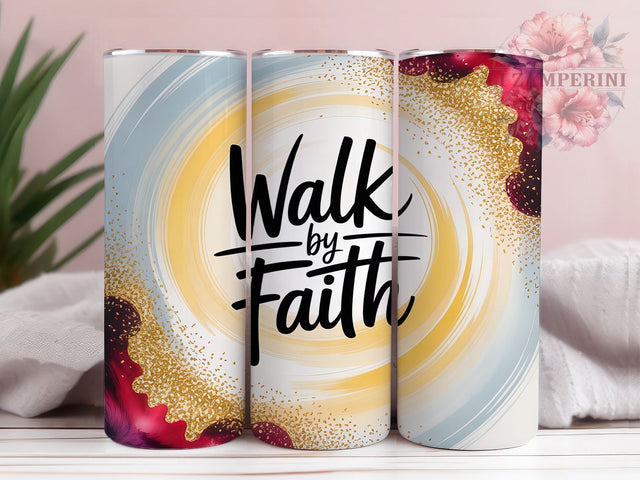 Walk By Faith Christian Tumbler, Bible Verse Design, Faith Tumbler, Christian Inspiration, Scripture Art, 20oz Tumbler, Sublimation Design Sublimation Li Zamperini 