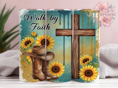 Walk By Faith Cowboy Tumbler, Christian Cowboy Tumbler, Stylish 20oz Wrap, Sublimation Design, Trendy Gift Idea, Western Faith Wrap, Inspirational Boots Tumbler Sublimation Li Zamperini 