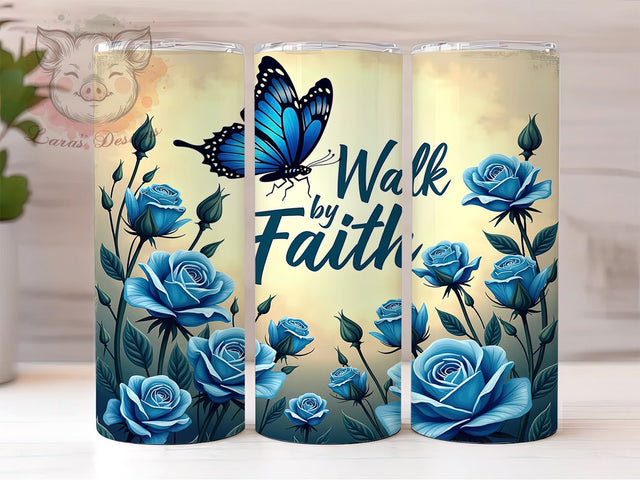 Walk By Faith Tumbler, Christian Quotes, Faith Tumbler, Bible Verse Tumbler, 20oz Tumbler, Sublimation Design, Inspirational Gifts Sublimation Lara' s Designs 