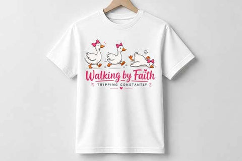 Walking By Faith Tripping Constantly PNG Funny Christian Goose Sublimation Design SVG BillahCrafts 